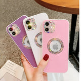 Luxury Bling Glitter Diamond Crystal Camera Lens Protection Leather Soft iPhone Case