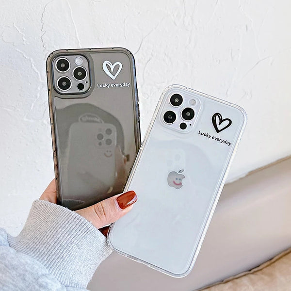 Cute Love Heart Shockproof Clear Soft iPhone Case