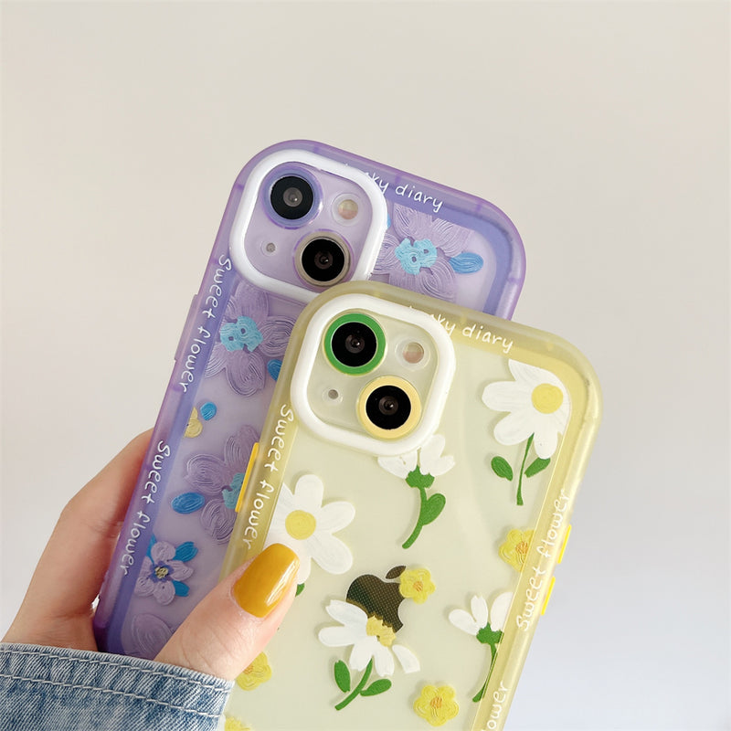 Cute Flower Painting Shockproof Clear Soft iPhone Case