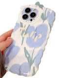 Cute Flower Floral Bow Curly Wave Frame Soft iPhone Case