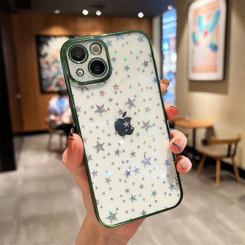 Luxury Glitter Plating Star Clear iPhone Case