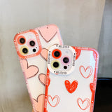 Cute Love Heart Camera Lens Protective Shockproof Bumper Soft iPhone Case