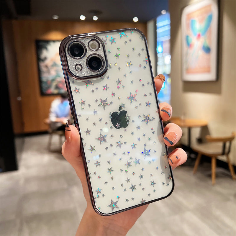 Luxury Glitter Plating Star Clear iPhone Case