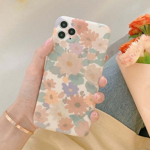 Vintage Watercolor Daisy Flowers Silicone Soft Phone Case Back Cover for iPhone