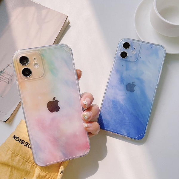 Gradient Color Silicone Soft Phone Case Back Cover for iPhone