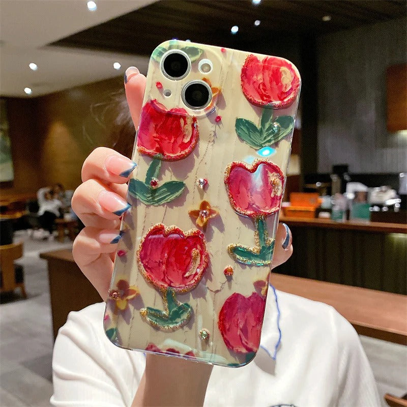 Glitter Laser Flower Soft iPhone Case