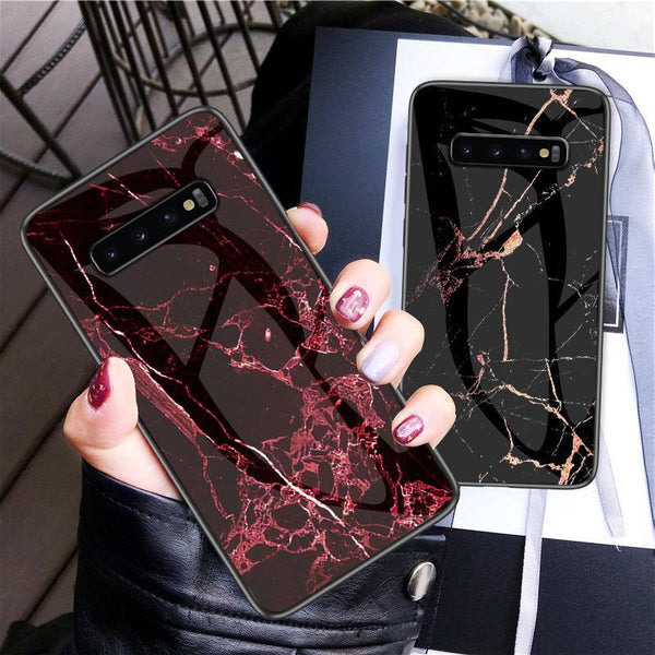 Luxury Marble Tempered Glass Samsung Case