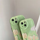 Cute Green Flower Soft Silicone iPhone Case