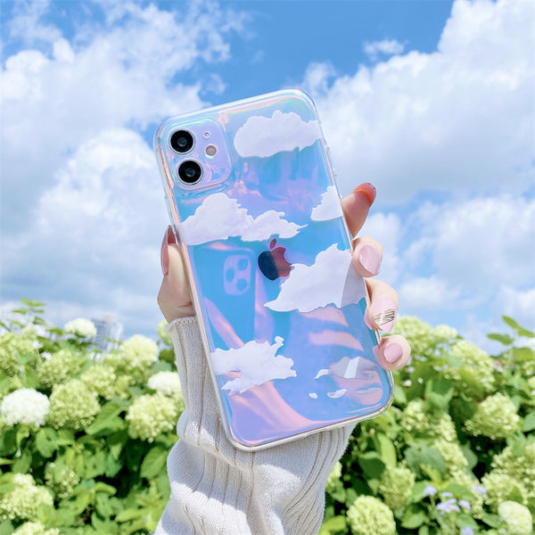 Cute Laser Cloud Pattern Transparent iPhone Case