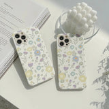 Cute Flower Floral PU Leather Soft iPhone Case