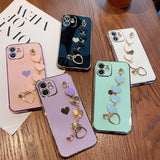 Solid Color Electroplated Love Heart Bracelet Strap Soft iPhone Case