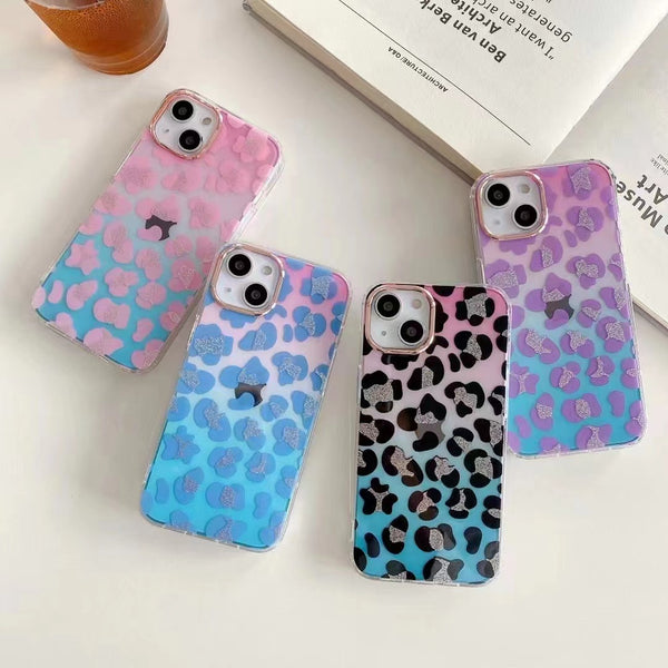 Luxury Crystal Cheetah Glitter Leopard Print Shockproof Soft iPhone Case