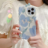 Cute Flower Floral Bow Curly Wave Frame Soft iPhone Case