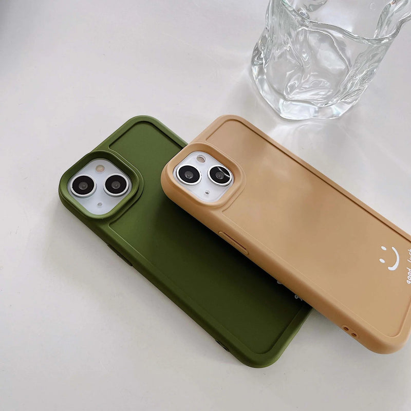 Solid Color Cartoon Smile Face Soft iPhone Case