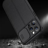 Slide Camera Lens Protection Leather Shockproof Soft iPhone Case