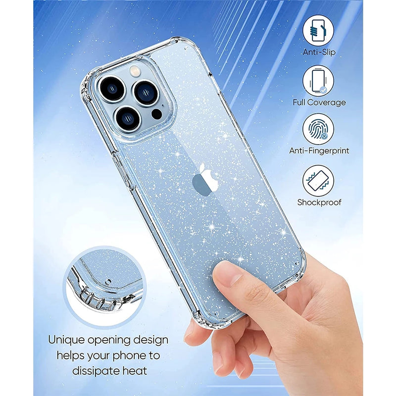 Luxury Shiny Glitter Four-Corners Shockproof Protection Clear Soft iPhone Case