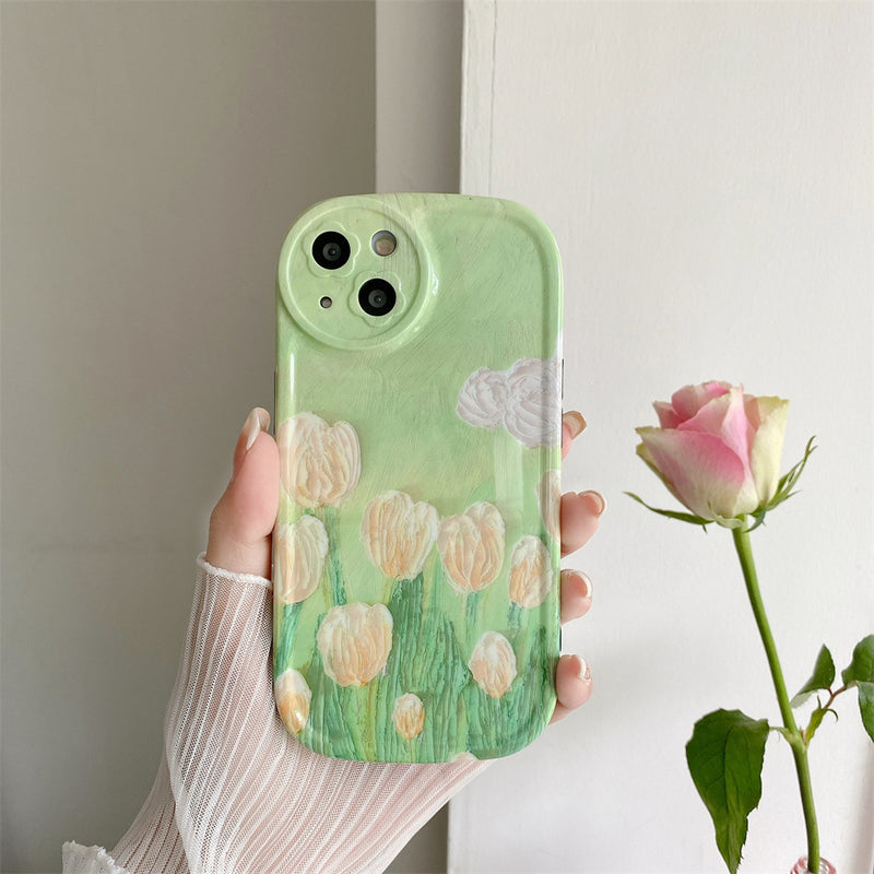 Cute Green Flower Soft Silicone iPhone Case