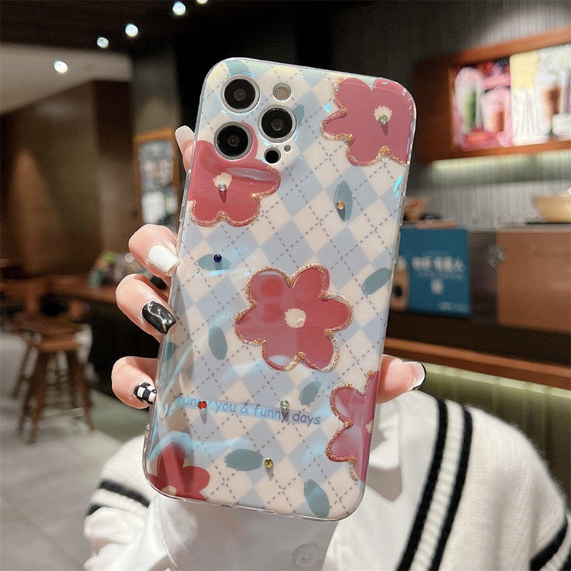 Blue-ray Flower Diamend Shockproof Soft iPhone Case