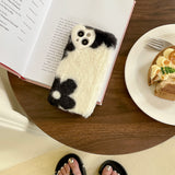 Cute Warm Floral Plush Fluffy Soft iPhone Case