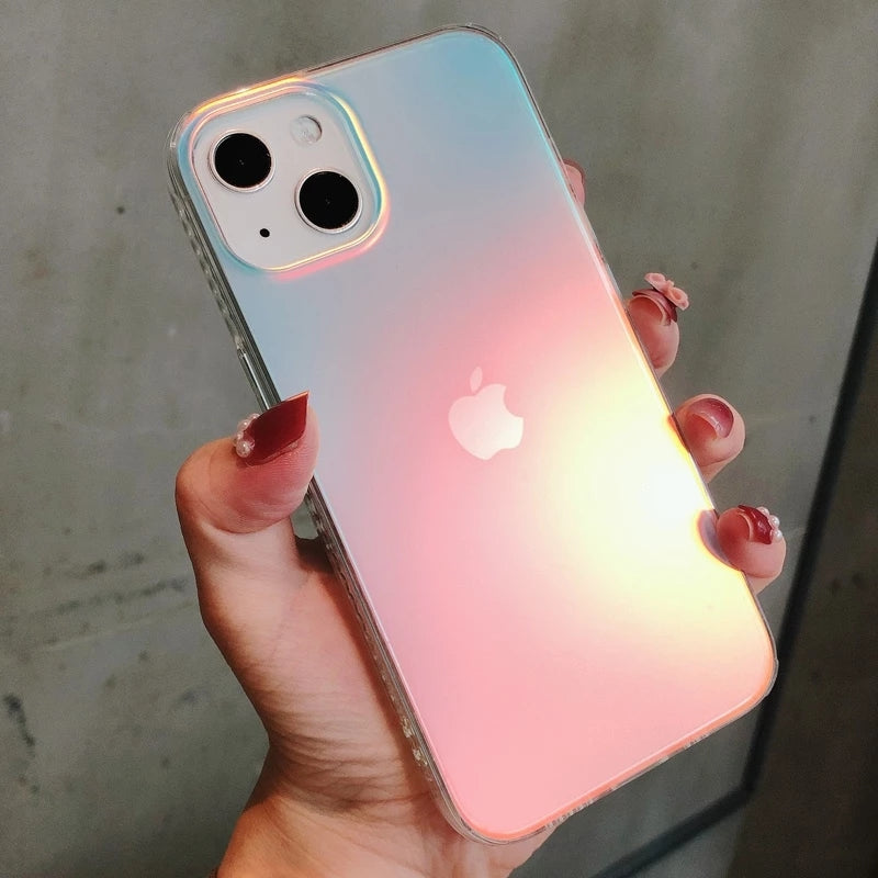 Luxury Matte Laser Aurora Shockproof Soft iPhone Case