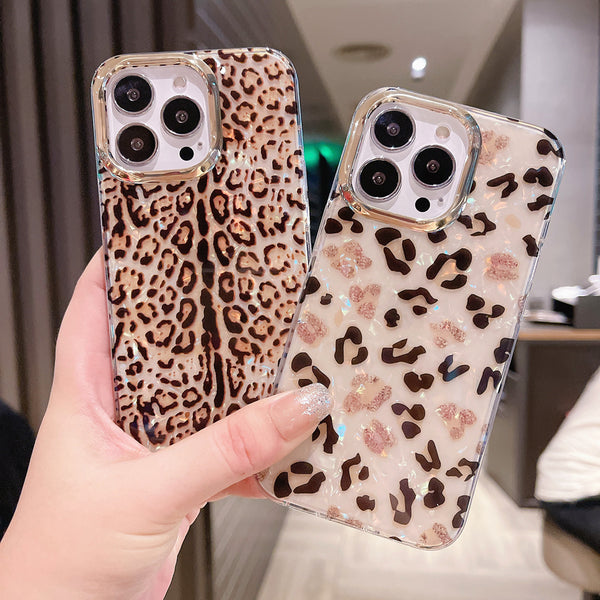 Crystal Cheetah Leopard Print Shockproof Sturdy Clear Hard iPhone Case