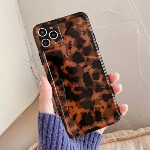 Amber Color Leopard Print Soft Phone Case Back Cover for iPhone