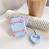 Cute Suitcase with Love Heart Finger Ring Strap AirPods Case