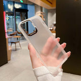 Matte Transparent Camera Len Protective Stand Soft iPhone Case