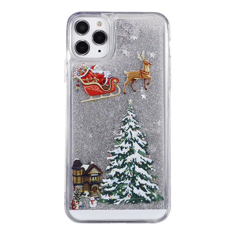 Christmas Glitter Dynamic Liquid Quicksand iPhone Case