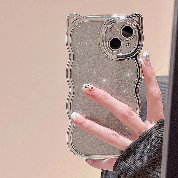 3D Cat Luxury Glitter Soft iPhone Case