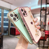 Solid Color Electroplated Love Heart Bracelet Strap Soft iPhone Case