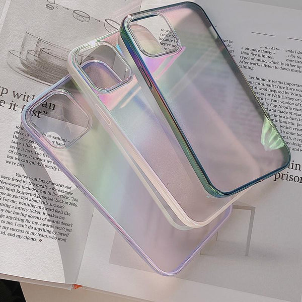 Clear Gradient Laser Soft Phone Case Back Cover for iPhone