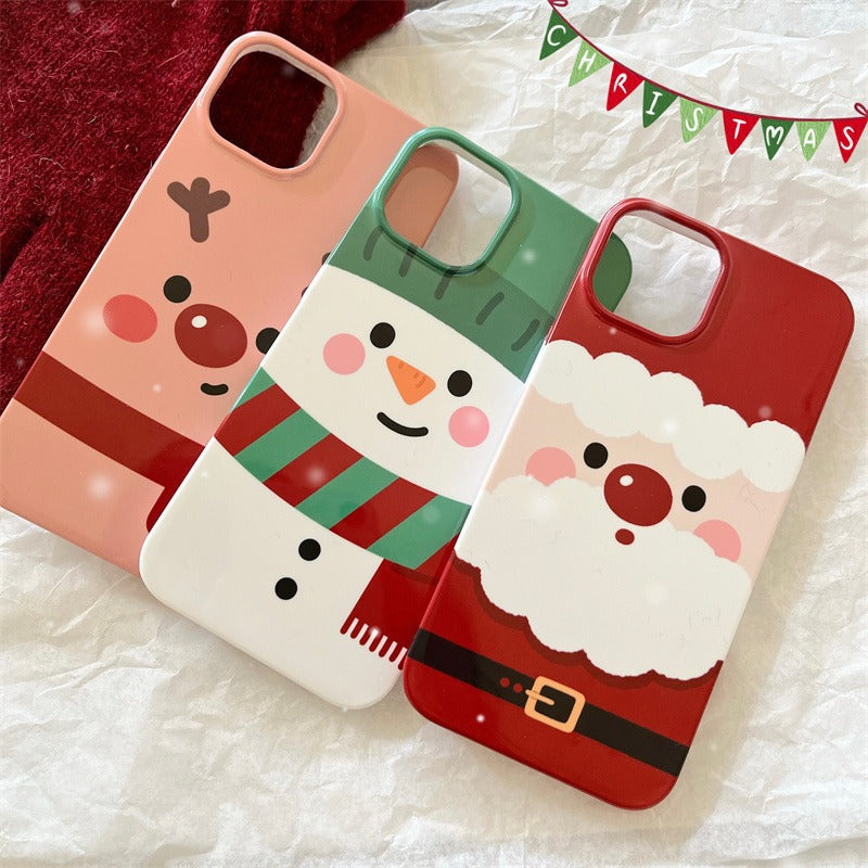 Christmas Cartoon Deer Snowman iPhone Case