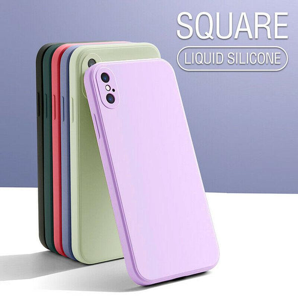 Candy Color Square Liquid Silicone iPhone Case