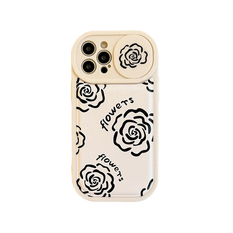 Rose Flower Floral Slide Lens Camera Cover Protection Soft iPhone Case