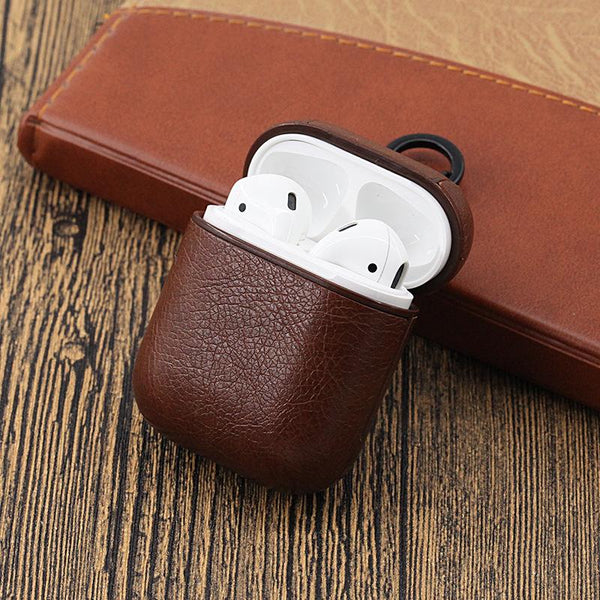 Vintage Matte Leather Storage Bag with Hook AirPods Case