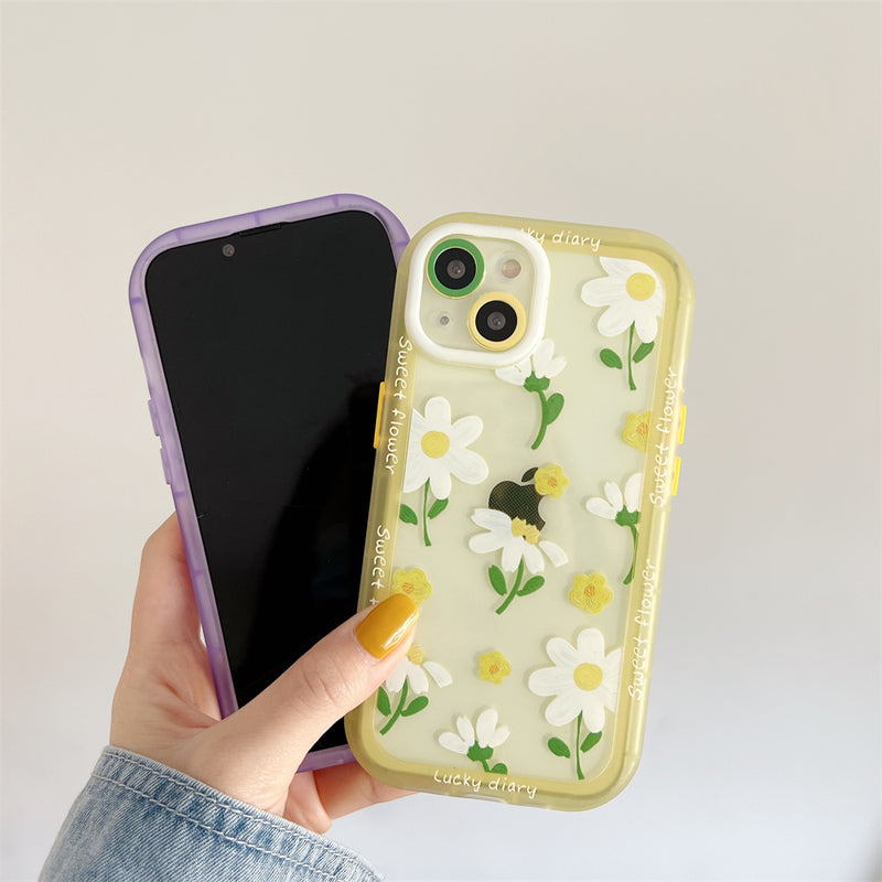 Cute Flower Painting Shockproof Clear Soft iPhone Case