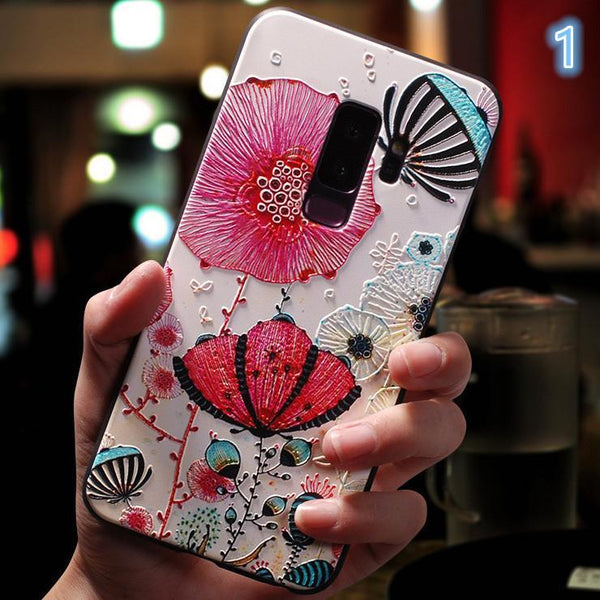 3D Embossment Retro Colorful Flower Samsung Case