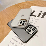 Matte Transparent Camera Len Protective Stand Soft iPhone Case